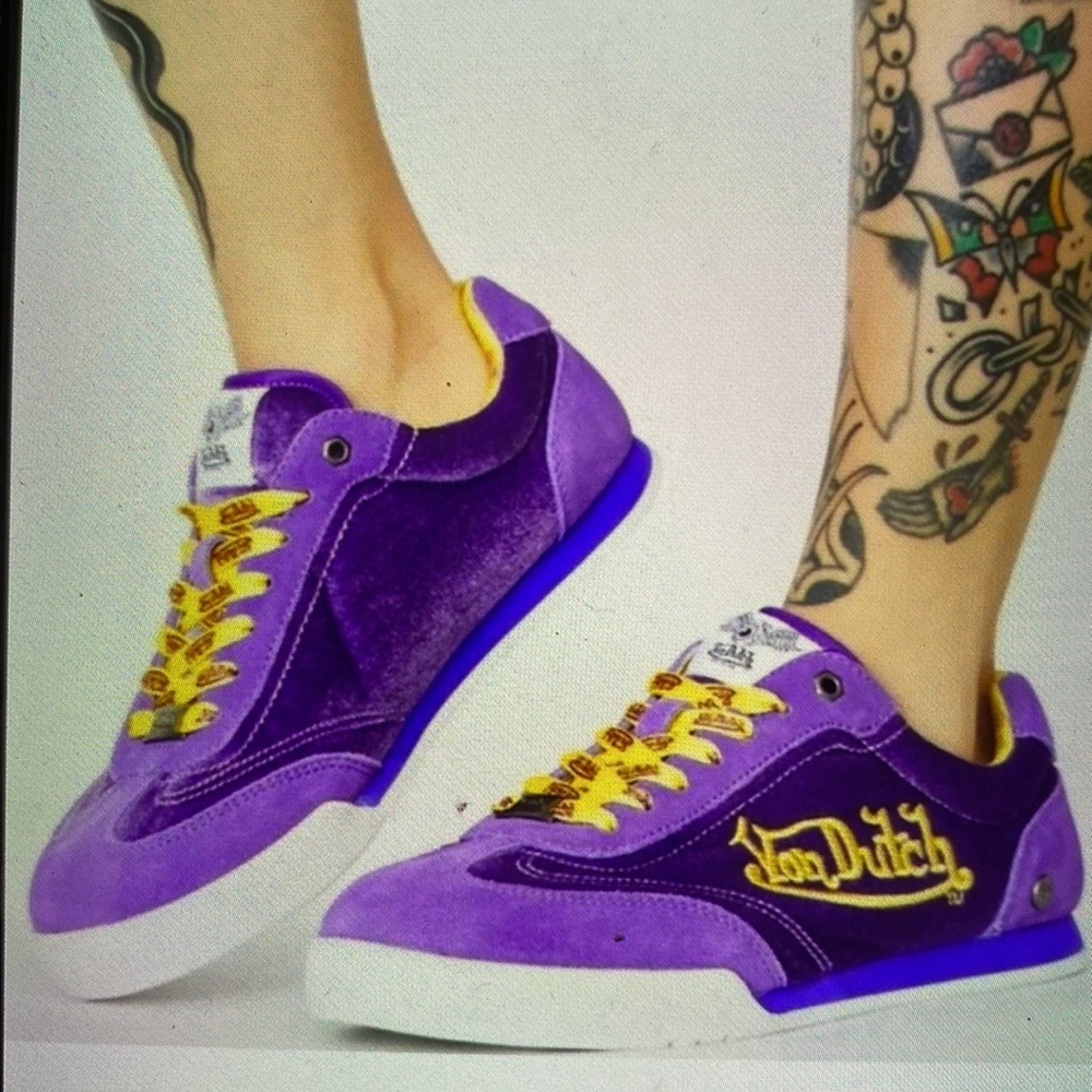 Von dutch Purple and Yellow Velvet Sneakers